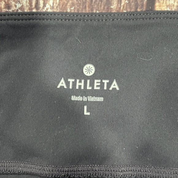 Athleta Women Black Tight White Side Stripe Ankle Zipper Workout Leggings Large - Picture 7 of 13